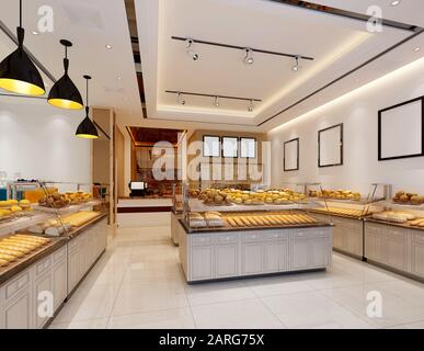 3d render of bakery shop Stock Photo