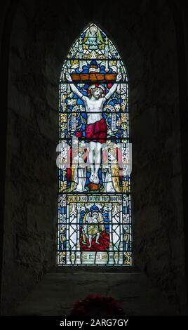 A stained glass window depicting Jesus Christ Blessing, St Mary the ...