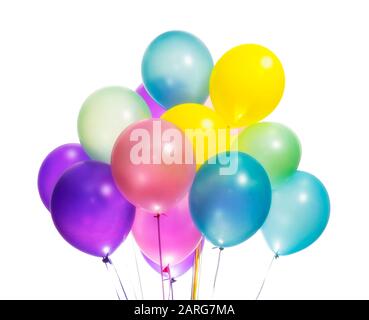 Colorful party balloons isolated on white background Stock Photo