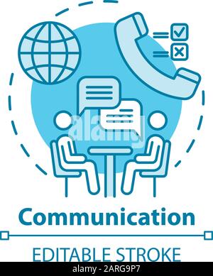 Communication concept icon. Dialogue. Professional conversation. Partnership meeting. Business negotiations idea thin line illustration. Vector isolat Stock Vector