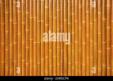 Wall made of natural bamboo stems Stock Photo