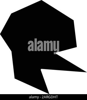 Geometric figure glyph icon. Decorative element. Abstract shape. Isometric solid form. Broken fractal. Spot with sharp corners. Silhouette symbol. Neg Stock Vector