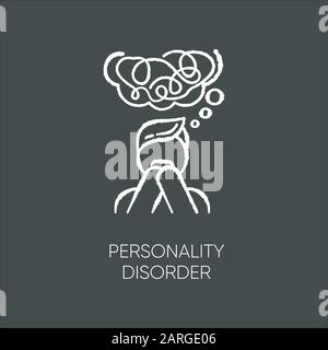Personality disorder chalk icon. Maladaptive behaviour. Deviation. Mental health issue. Anxiety and distress. Personal disruption. Psychiatry and psyc Stock Vector