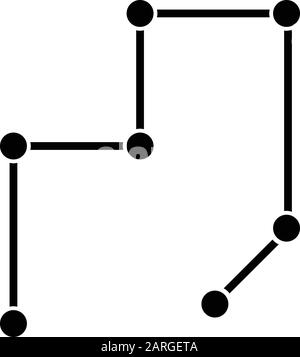 Connected lines glyph icon. Net of strokes with points. Broken lines. Geometric figure. Abstract shape. Isometric form. Silhouette symbol. Negative sp Stock Vector