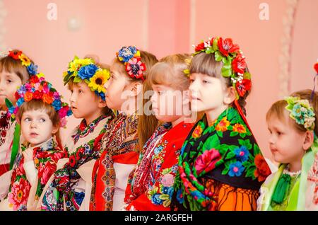 Ukrainian Evenings, Malvin Kindergarten, Lutsk Ukraine 28/01/2015 Stock Photo