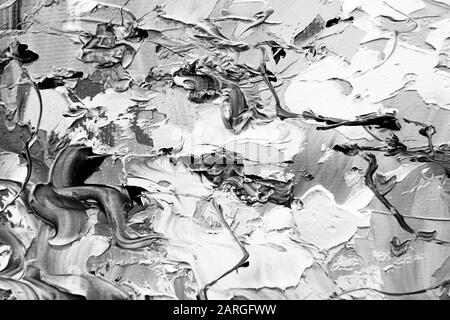 The oil paint monochrome texture on canvas. Abstract art background. Rough brushstrokes of paint. Can be used as background. Stock Photo
