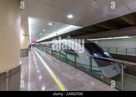 Shanghai Transrapid train, Fastest Train in the World, Shanghai, China, Asia Stock Photo