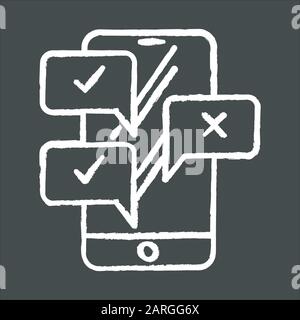Chat chalk icon. Online survey. Smartphone instant messaging. Interview. Agree, disagree. Correct, incorrect. Right and wrong option. Customer support Stock Vector
