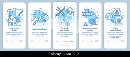 Smart home onboarding mobile app page screen vector template. Home automation system design and service. Walkthrough website steps with linear illustr Stock Vector