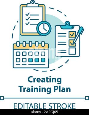 Creating training plan concept icon. Task list and deadlines. Effective planning. Time management. Scheduling idea thin line illustration. Vector isol Stock Vector