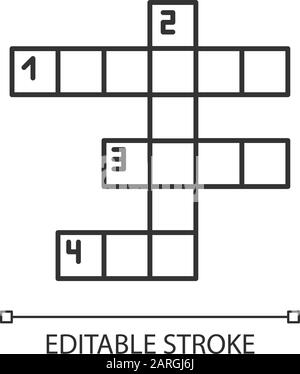 Crossword grid linear icon. Word puzzle. Quiz. Mental exercise. Challenge. Knowledge test. Brain teaser. Thin line illustration. Contour symbol. Vecto Stock Vector