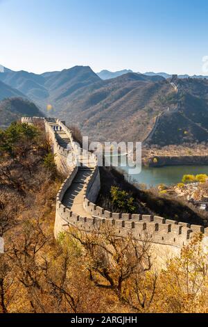 View of Great Wall of China at Huanghua Cheng (Yellow Flower), UNESCO World Heritage Site, Xishulyu, Jiuduhe Zhen, Huairou, People's Republic of China