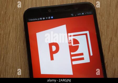 Microsoft PowerPoint logo displayed on a modern smartphone Stock Photo