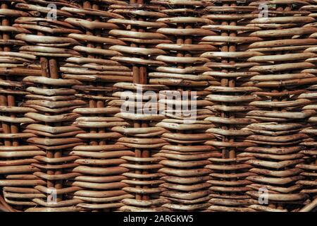 old shabby wicker basket texture Stock Photo