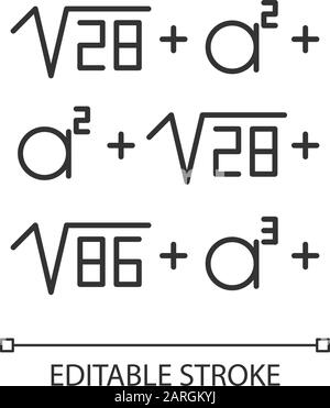 Mathematical problem linear icon. Math puzzle. Mental exercise. Recreational mathematics. Ingenuity test. Thin line illustration. Contour symbol. Vect Stock Vector