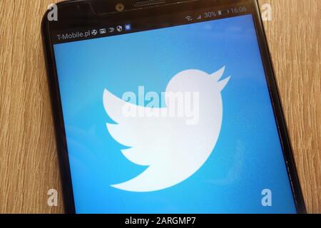 Twitter logo displayed on a modern smartphone Stock Photo