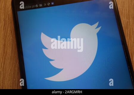 Twitter logo displayed on a modern smartphone Stock Photo