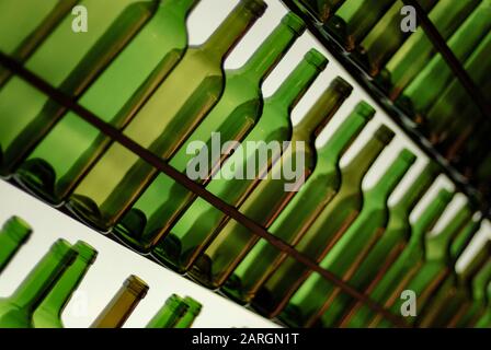 Many translucent empty wine bottles Stock Photo