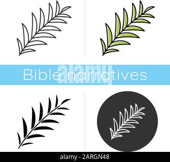 Palm branch icon. Tropical tree leafs. Symbol of victory and peace. Happy Easter sign. Spring religious holiday. Bible narrative. Flat design, linear Stock Vector