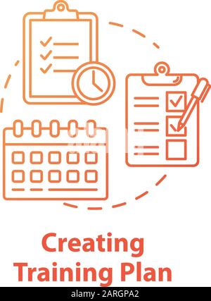 Creating training plan concept icon. Task list and deadlines. Effective planning. Time management. Scheduling idea thin line illustration. Vector isol Stock Vector