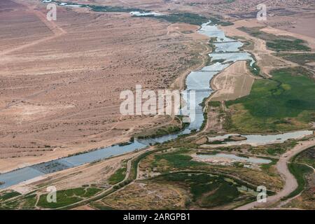 Aerial view of the Las Vegas Wash Stock Photo