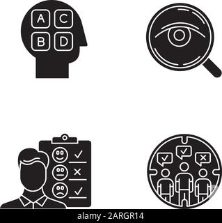 Sociology analysis, customer focus group research set. Tiny people ...