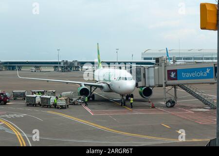 Citilink Airbus A320-214(WL) PK-GQJ at Soekarno-Hatta International Airport Stock Photo