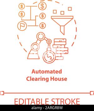 Automated Clearing House red gradient concept icon. ACH credit transfer idea thin line illustration. Electronic payment system. Financial transaction. Stock Vector