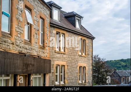 Stone walls of scottish trditional houses. Oban old town, Scotland. Stock Photo