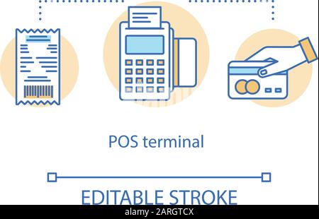 POS system icon logo sign vector outline in black and white color Stock ...