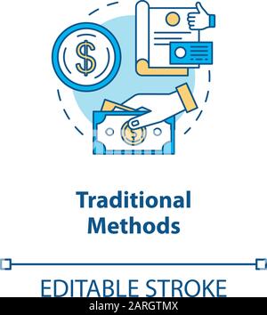 Traditional payment methods concept icon. Payment in currency idea thin ...