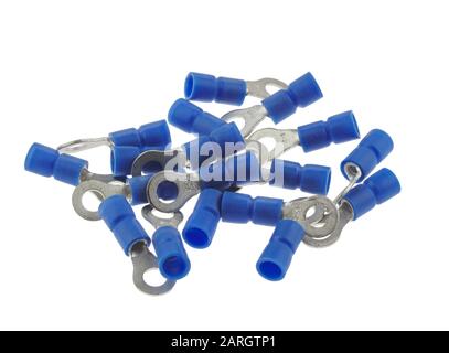 Crimp Ring Terminals, isolated on white Stock Photo