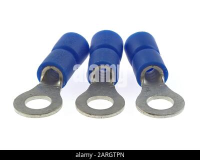 Crimp Ring Terminals, isolated on white Stock Photo