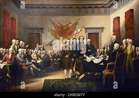 Declaration of Independence, 1819,  by John Trumbull, Location US Capitol rotunda Stock Photo