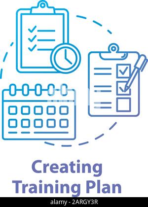 Creating training plan concept icon. Task list and deadlines. Effective planning. Time management. Scheduling idea thin line illustration. Vector isol Stock Vector
