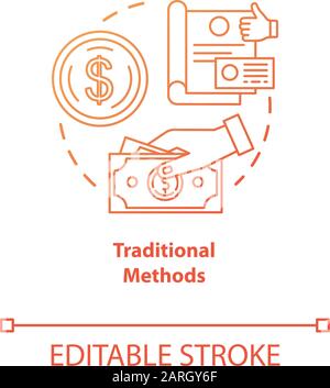Traditional payment methods concept icon. Payment in currency idea thin ...