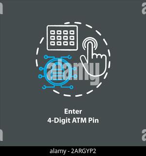 Enter 4-Digit ATM pin concept icon. Password request idea thin line ...