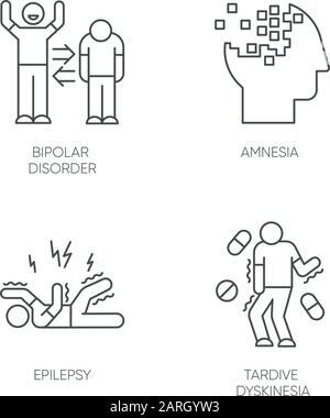 Epilepsy linear icon. Convulsive seizure. Shaking and tremor. Epileptic ...