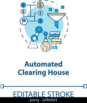 Automated Clearing House concept icon. ACH credit transfer idea thin line illustration. Electronic payment system. Financial transaction. Banking. Vec Stock Vector