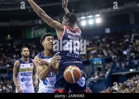 Birmingham, UK, 26 January, 2020.  Worcester Wolves defeat Bristol Flyers, 67-59 to win the BBL cup at Arena Birmingham, Birmingham UK. copyright Carol Moir/Alamy. Stock Photo