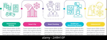 5G technologies vector infographic template. Smart city. High-speed connection presentation design elements. Data visualization, five steps. Process t Stock Vector