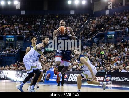 Birmingham, UK, 26 January, 2020.  Worcester Wolves defeat Bristol Flyers, 67-59 to win the BBL cup at Arena Birmingham, Birmingham UK. copyright Carol Moir/Alamy. Stock Photo