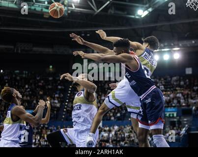 Birmingham, UK, 26 January, 2020.  Worcester Wolves defeat Bristol Flyers, 67-59 to win the BBL cup at Arena Birmingham, Birmingham UK. copyright Carol Moir/Alamy. Stock Photo