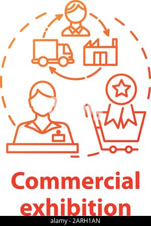 Commercial exhibition concept icon. International trading fair. Market display. Convention to purchase artwork. Museum promotion exposition idea thin Stock Vector