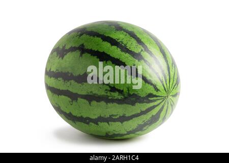Whole watermelon isolated on a white background. Saved clipping path with and without shadow Stock Photo