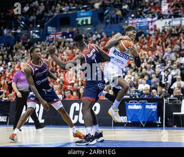 Birmingham, UK, 26 January, 2020.  Worcester Wolves defeat Bristol Flyers, 67-59 to win the BBL cup at Arena Birmingham, Birmingham UK. copyright Carol Moir/Alamy. Stock Photo