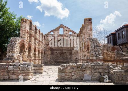 Ruins of church of Saint Sofia (Hagia Sophia) in old town of Nessebar, Bulgaria Stock Photo