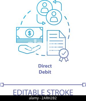 Direct debit outline vector icon. Thin line black direct debit icon ...