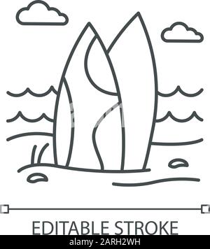 Surfboards on the beach icon, outline style Stock Vector Image & Art ...