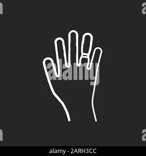 Swelling chalk icon. Weight gain. Swollen finger. Hand inflation. Joint trauma. Predmenstrual syndrome symptom. Overweight problem. Healthcare issue. Stock Vector